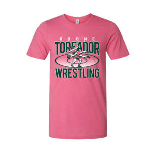 Boone Girls Wrestling Unisex Premium Short Sleeve Tee-Heather Charity Pink