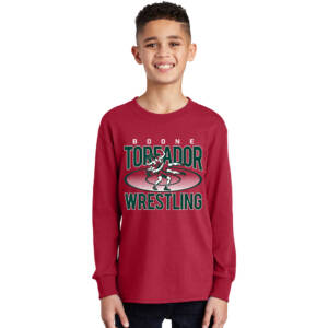 Boone Girls Wrestling Youth Cotton Long Sleeve T Shirt – Red