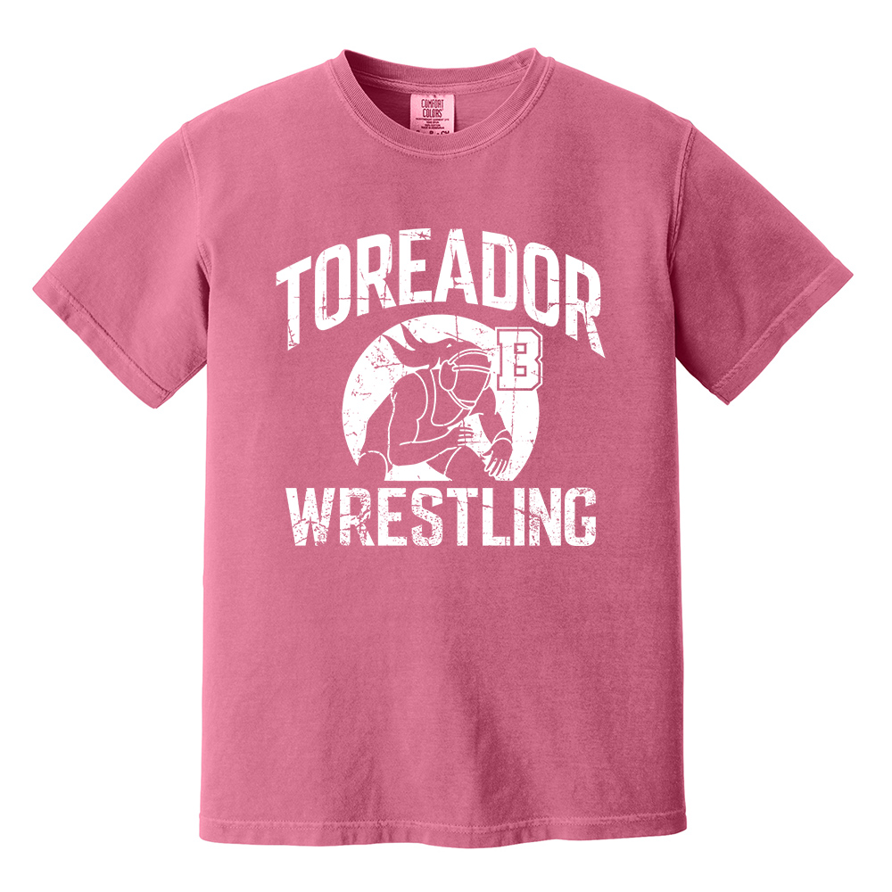 Boone Girls Wrestling Comfort Colors Unisex Pigment Dyed Short Sleeve Shirt - Crunchberry