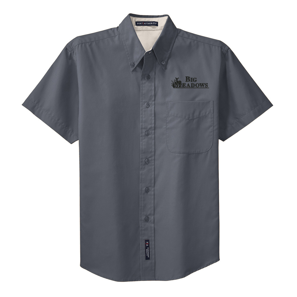Big Meadows Port Authority Men Short Sleeve Easy Care Shirt - Steel