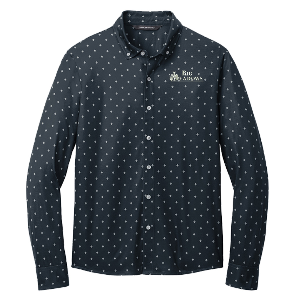 Big Meadows Mercer Mettle Men Stretch Jersey Long Sleeve Shirt - NavyGoeDiamond