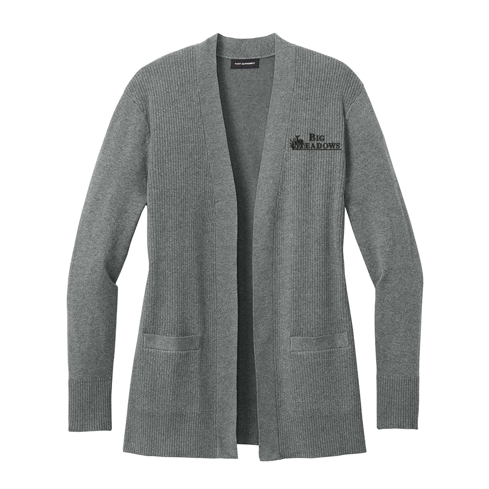 Big Meadows Port Authority Women’s Easy Care Open Front Cardigan Sweater - MediumHeatherGrey