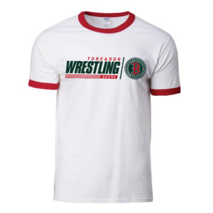 Boone Wrestling Unisex Core Cotton Ringer Tee-White/ Red