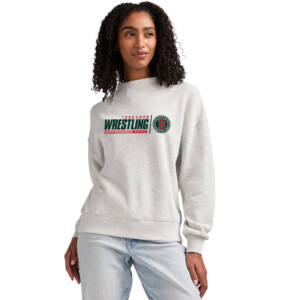Boone Wrestling Charles River Women’s Willow Mock-Neck Sweatshirt-Oatmeal Heather