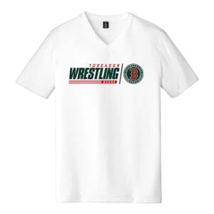 Boone Wrestling District Made Mens Perfect Tri V Neck Tee – White