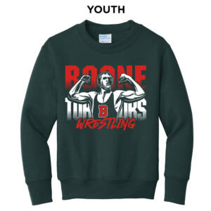 Boone Wrestling  Youth Crewneck Sweatshirt -Dark Green