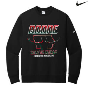 Boone Wrestling Nike Club Fleece Sleeve Swoosh Crew – Black