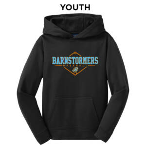 Barnstormers BB Sport Tek youth Sport Wick Fleece Hooded Pullover – Black
