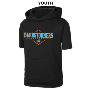 Barnstormers BB Sport Tek YOUTH Sport Wick Fleece Short Sleeve Hooded Pullover – Black