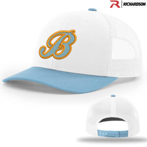 Barnstormers BB Richardson Pro Crown combo color Mesh Back Adjustable back cap – WhiteColumbiaBlue