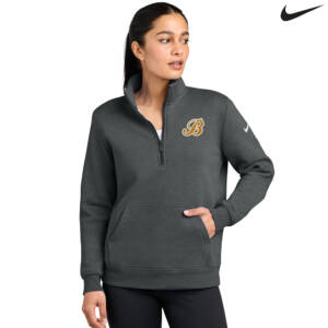 Barnstormers BB Nike Ladies Club Fleece Sleeve Swoosh 1/2 Zip – Charcoalheather