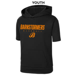 Barnstormers BB Sport Tek YOUTH Sport Wick Fleece Short Sleeve Hooded Pullover – Black