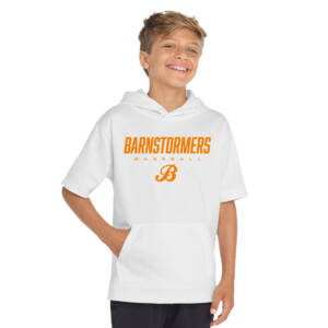 Barnstormers BB Sport Tek YOUTH Sport Wick Fleece Short Sleeve Hooded Pullover – White