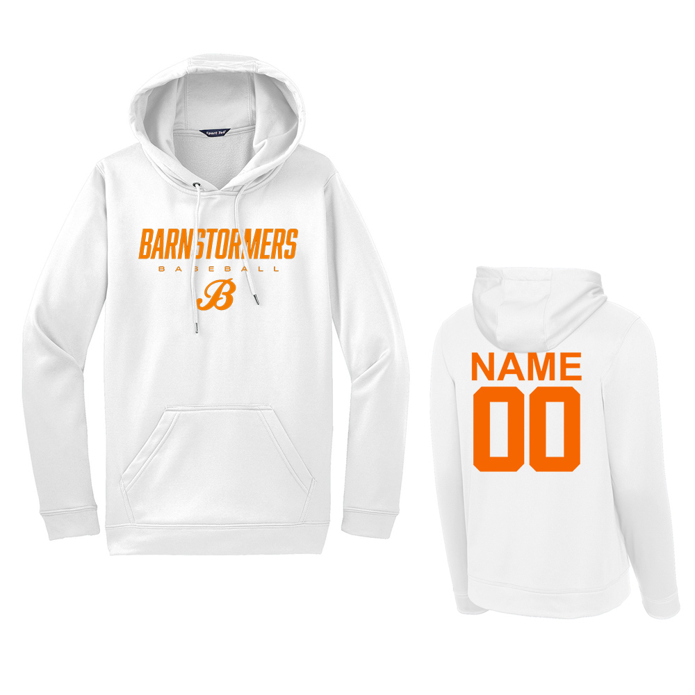 Barnstormers BB Sport Tek Sport Wick Fleece Hooded Pullover - White