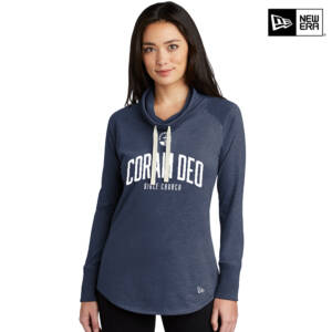 Coram Deo Bible Church New Era Women Sueded Cotton Blend Cowl Tee – TrueNavyHeather