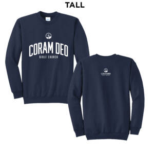 Coram Deo Bible Church Port  Co TALL Ultimate Crewneck Sweatshirts – Navy