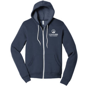Coram Deo Bible Church BELLA and CANVAS Unisex Sponge Fleece Full Zip Hoodie – HeatherNavy