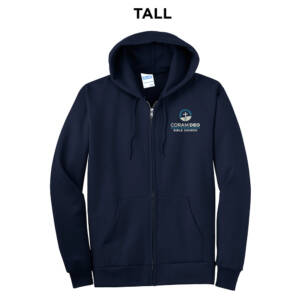 Coram Deo Bible Church Port Company Tall Ultimate Full Zip Hoodie – Navy