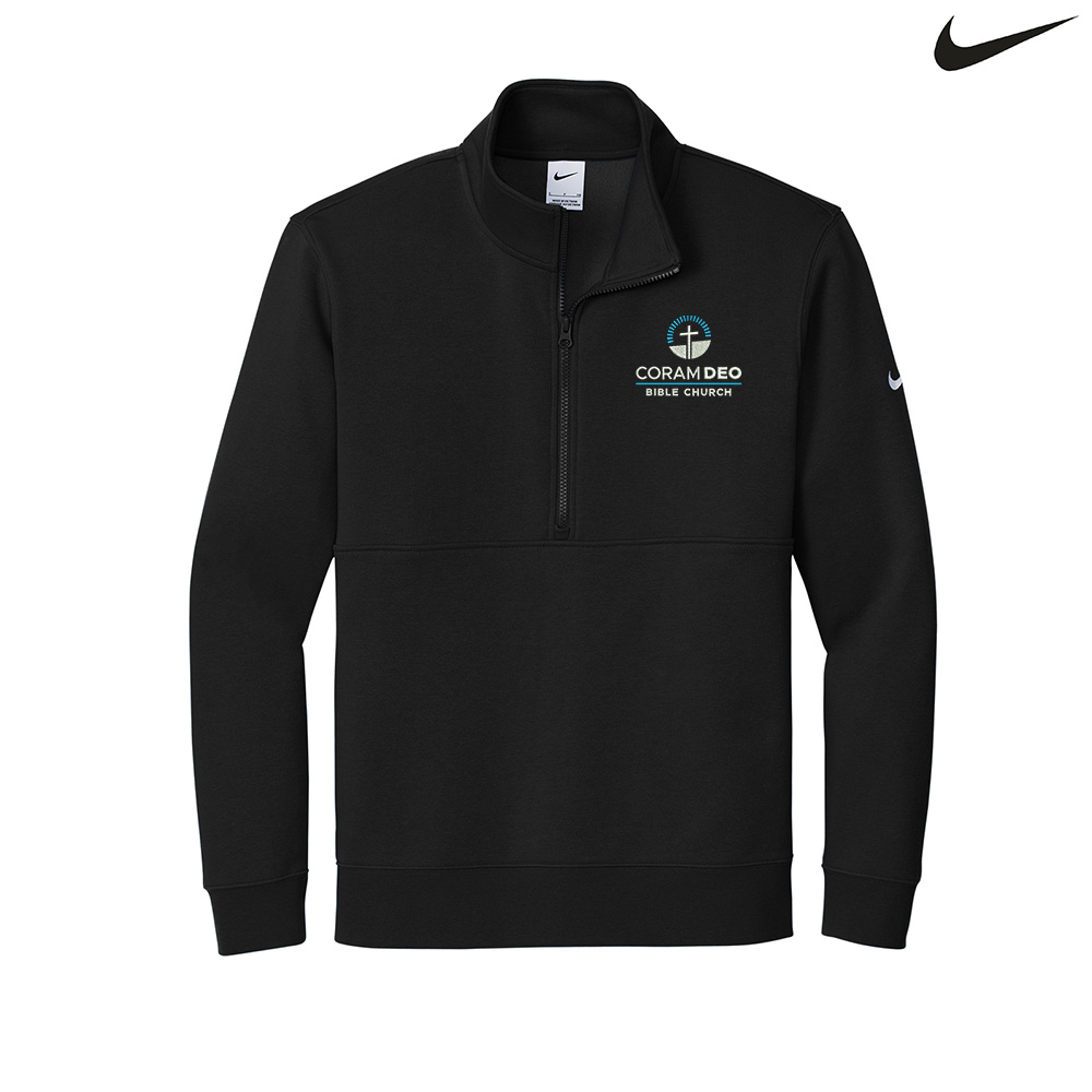Coram Deo Bible Church Nike Club Fleece Sleeve Swoosh 1/2 Zip - Black