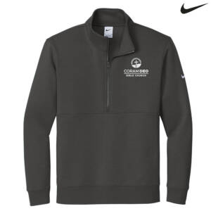 Coram Deo Bible Church Nike Club Fleece Sleeve Swoosh 1/2 Zip -Anthracite