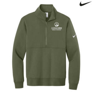 Coram Deo Bible Church Nike Club Fleece Sleeve Swoosh 1/2 Zip -Medium Olive