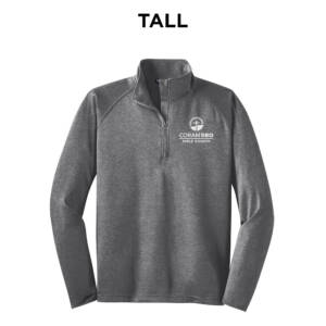Coram Deo Bible Church Sport Tek TALL Sport Wick Stretch 1/2 Zip Pullover – CharcoalHeather