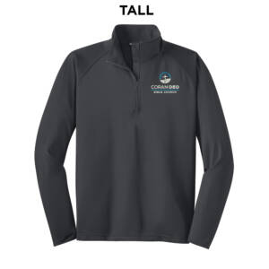 Coram Deo Bible Church Sport Tek TALL Sport Wick Stretch 1/2 Zip Pullover – Charcoal Grey