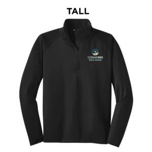 Coram Deo Bible Church Sport Tek TALL Sport Wick Stretch 1/2 Zip Pullover – Black