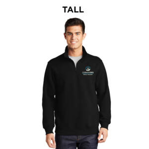 Coram Deo Bible Church Sport Tek Tall 1/4 Zip Sweatshirt – Black