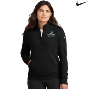 Coram Deo Bible Church Nike Women Club Fleece Sleeve Swoosh 1/2 Zip – Black