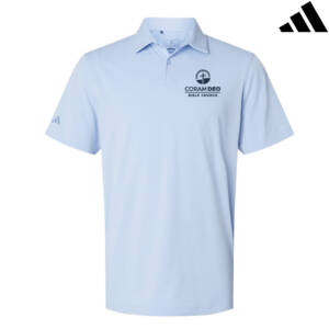 Coram Deo Bible Church Adidas Men’s Blended Polo – Blue Dawn Melange