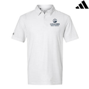 Coram Deo Bible Church Adidas Men’s Blended Printed Polo – White