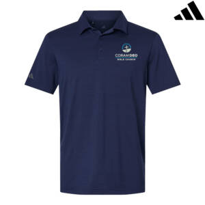Coram Deo Bible Church Adidas men’s Textured Stripe Polo – Dark Blue