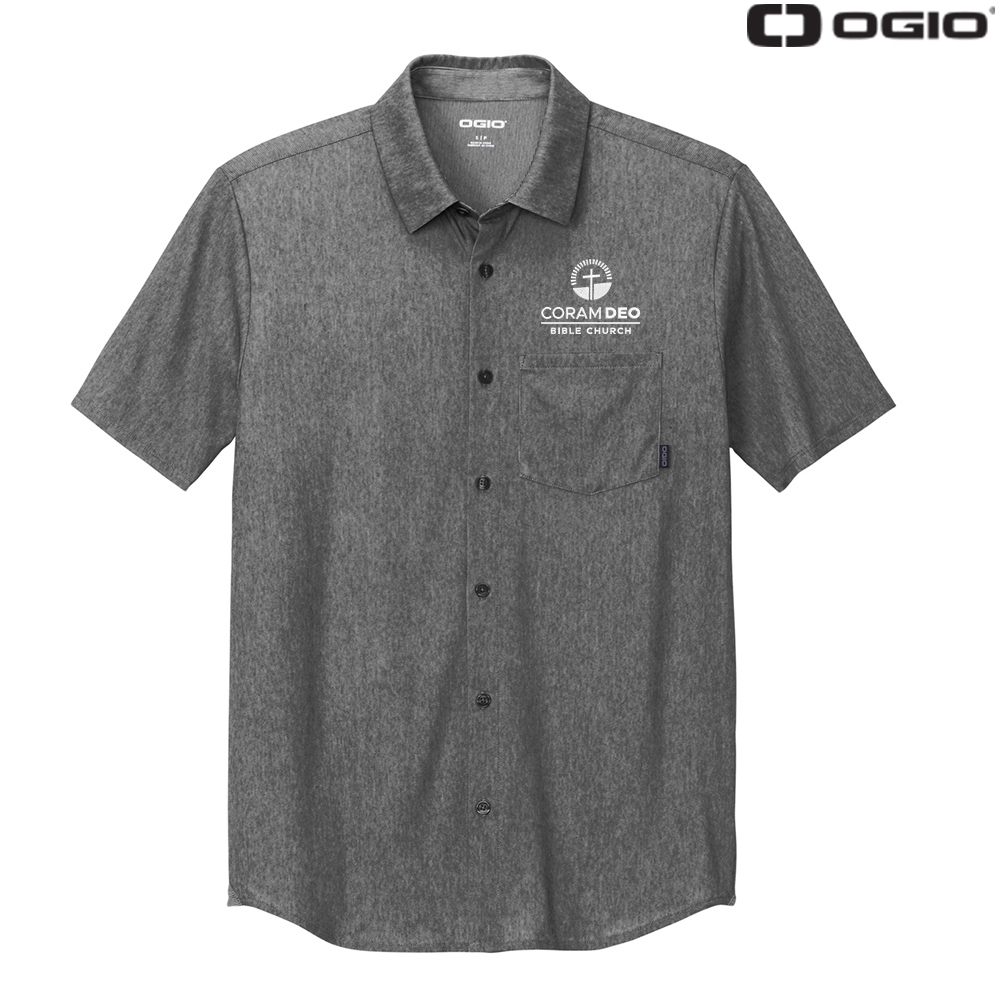 Coram Deo Bible Church OGIO Extend Short Sleeve Button Up - BlacktopHeather