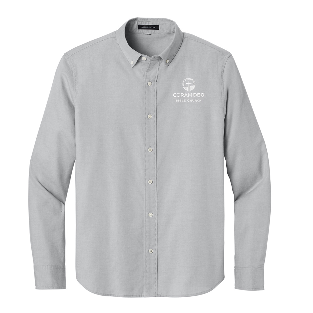 Coram Deo Bible Church Mercer Mettle Long Sleeve Modern Oxford Shirt - GustyGrey
