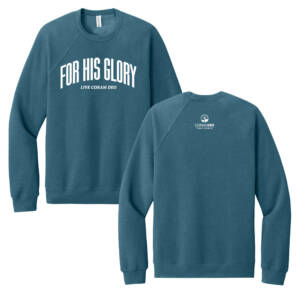 Coram Deo Bible Church BELLA and CANVAS Unisex Sponge Fleece Raglan Sweatshirt – Heather Deep Teal