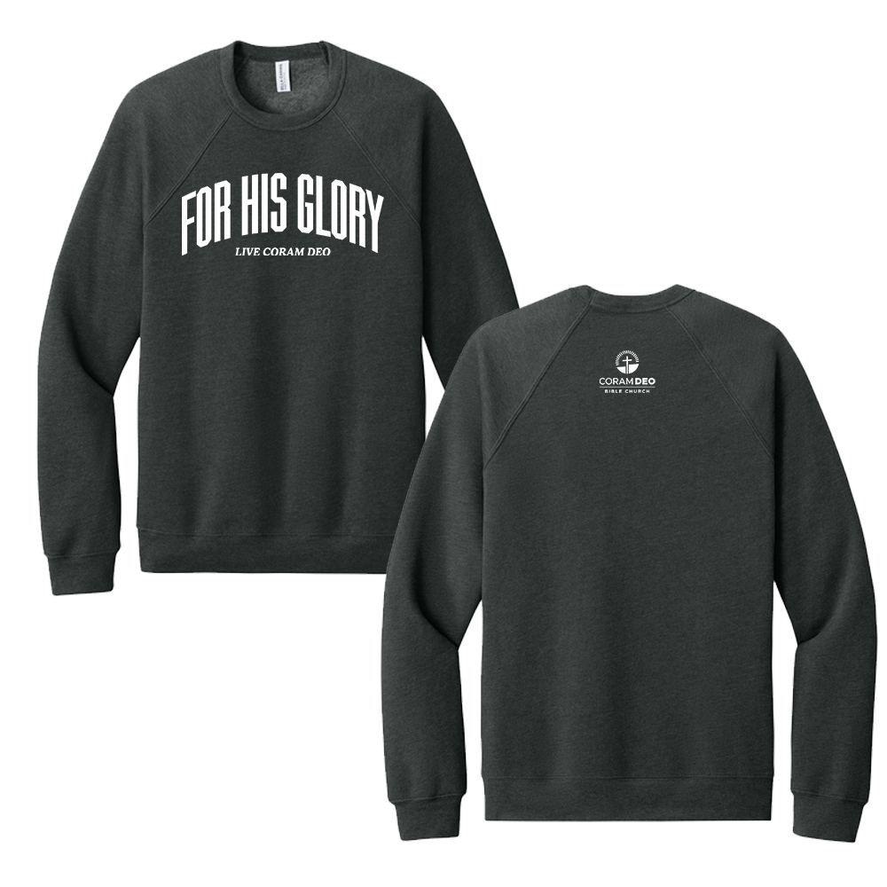 Coram Deo Bible Church BELLA and CANVAS Unisex Sponge Fleece Raglan Sweatshirt - Dark Grey Heather