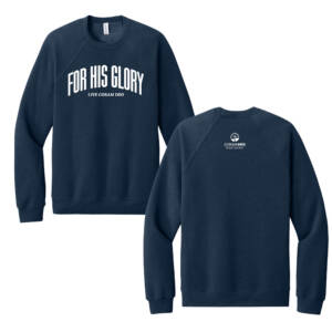 Coram Deo Bible Church BELLA and CANVAS Unisex Sponge Fleece Raglan Sweatshirt – Heather Navy