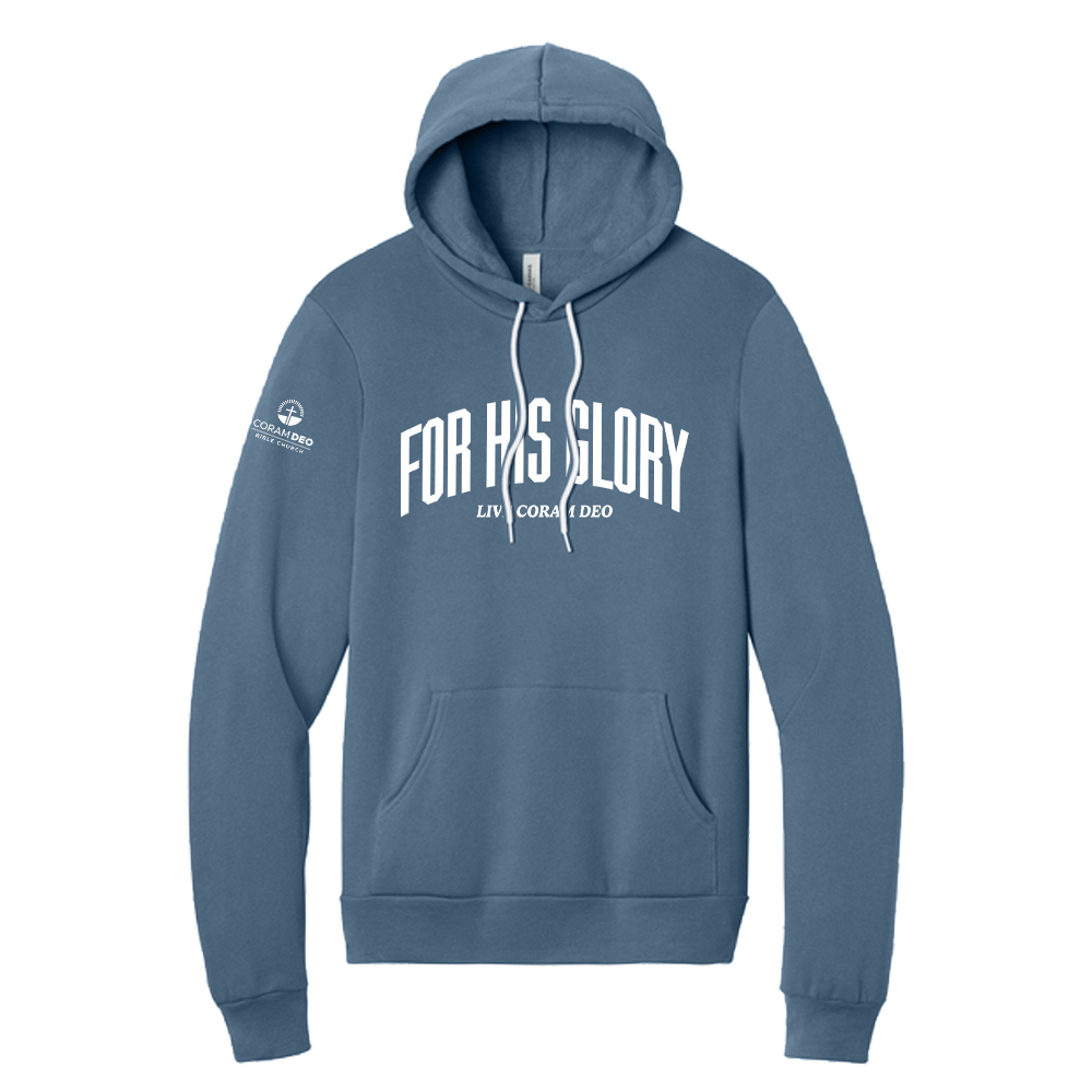 Coram Deo Bible Church Bella and Canvas Unisex Sponge Fleece Hooded Pullover Sweatshirt - SteelBlue