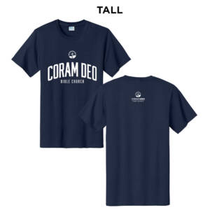 Coram Deo Bible Church Port  Company Tall Essential T Shirt – Navy