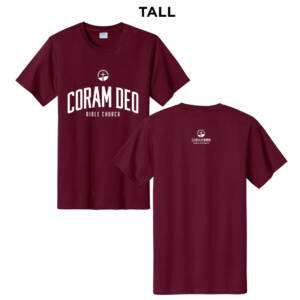 Coram Deo Bible Church Port  Company Tall Essential T Shirt – Cardinal