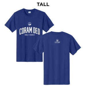 Coram Deo Bible Church Port  Company Tall Essential T Shirt – Deep Marine