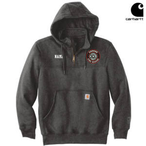 Coggon Fire Carhartt Adult Rain Defender Paxton Heavyweight Hooded Zip Mock Sweatshirt-Carbon Heather