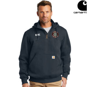 Coggon Fire Carhartt Rain Defender Paxton Heavyweight Hooded Zip Mock Sweatshirt-Navy