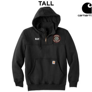 Coggon Fire Carhartt Tall Rain Defender Paxton Heavyweight Hooded Zip Mock Sweatshirt-Black