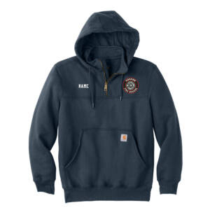 Coggon Fire Carhartt Tall Rain Defender Paxton Heavyweight Hooded Zip Mock Sweatshirt-New Navy