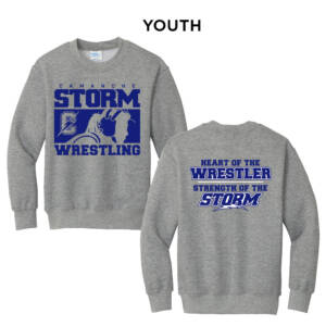 Camanche Girls Wrestling Youth Fleece Crewneck Sweatshirt-Athletic heather
