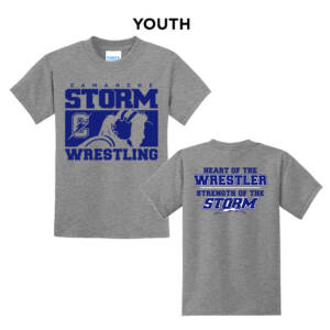 Camanche Girls Wrestling Youth Short Sleeve Tee-Athletic Heather
