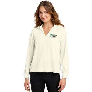 Clover Hills Mercer Mettle Women’s Long Sleeve Buttery Soft Popover Blouse -Ivory Chiffon