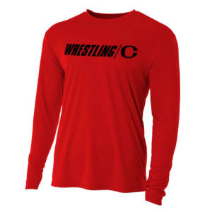 Clinton MS Wrestling Adult Cooling Performance long sleeve Crew Tee-Scarlet